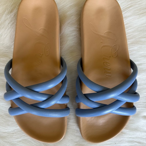 J. Crew Pacific Blue Strap Sandals Slide Style - Picture 2 of 4